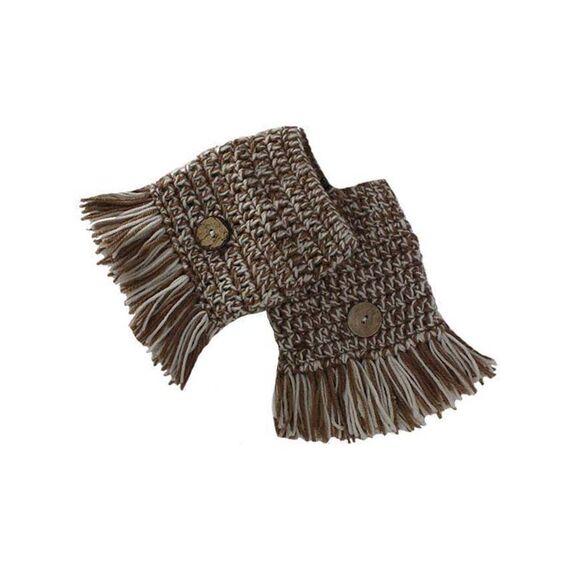 Tassel Boot Cuffs With Button Trim - Picture 3 of 8